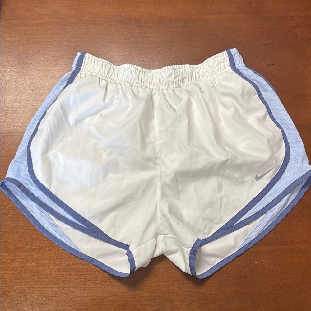 DO NOT PURCHASE Nike White and Blue Athletic Shorts with Dolphin Hem